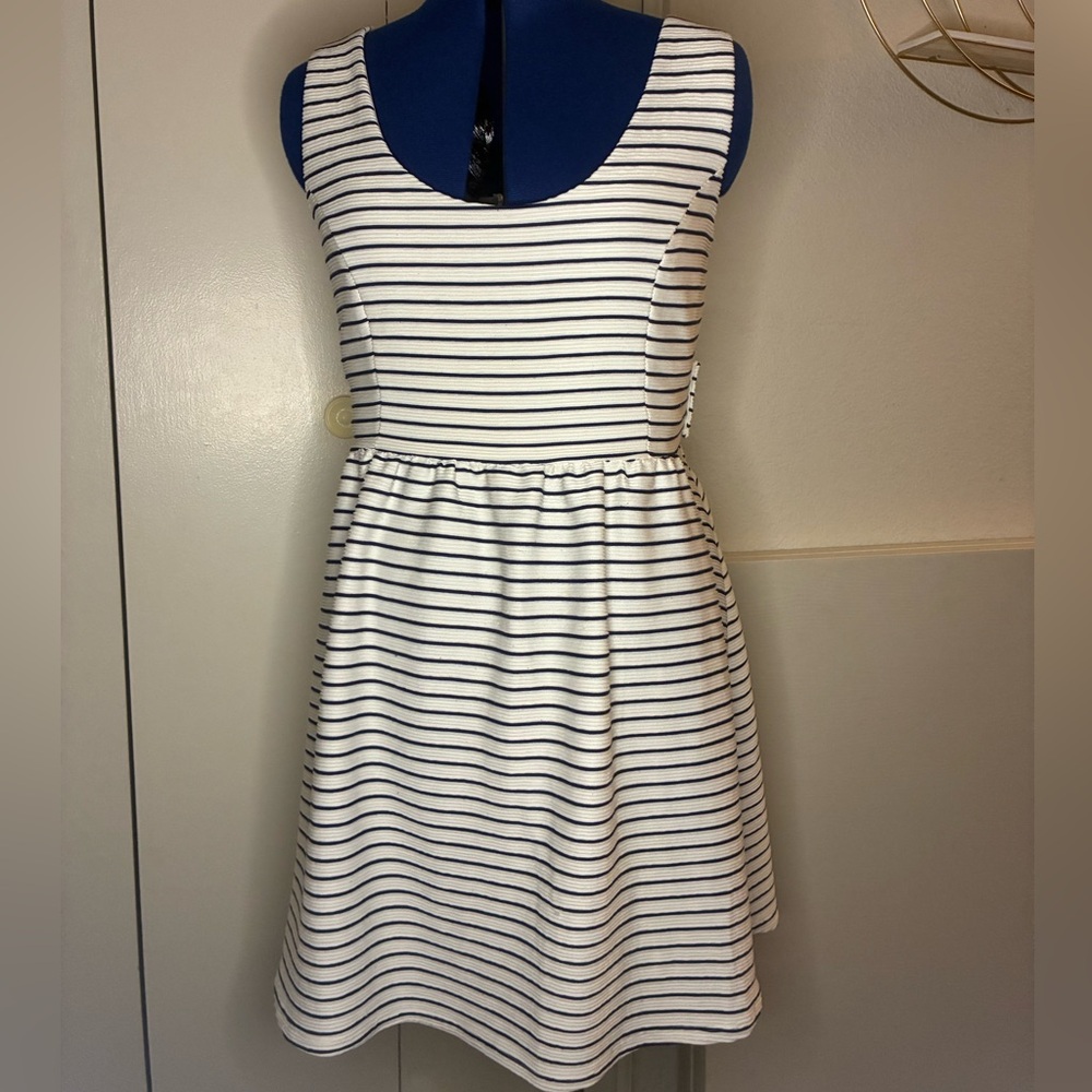 Navy and White Striped Dress